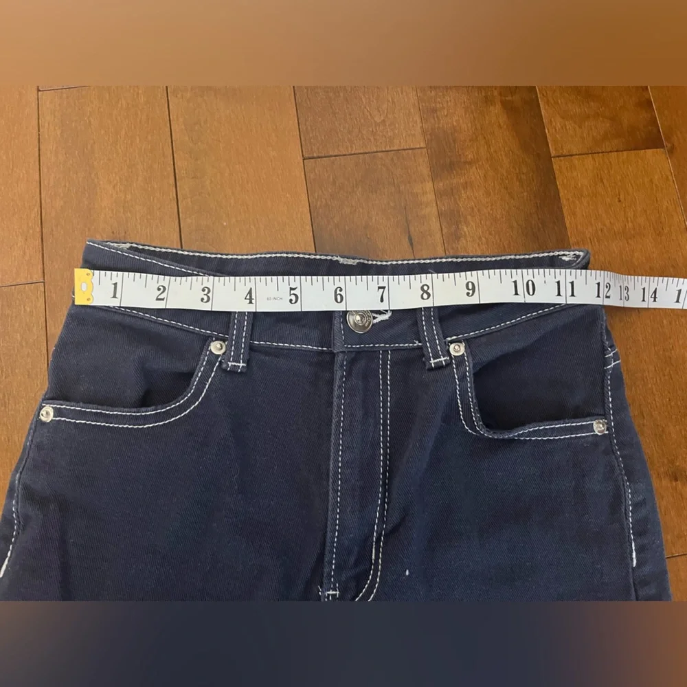 H&M Divided Navy Wide Leg Navy Denim Size 2 Baggy Skater Cotton Blend Minimalist - Picture 9 of 10